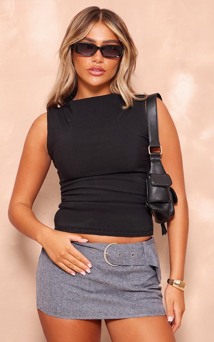 Grey Marl Woven Belted Micro Skort Product Image