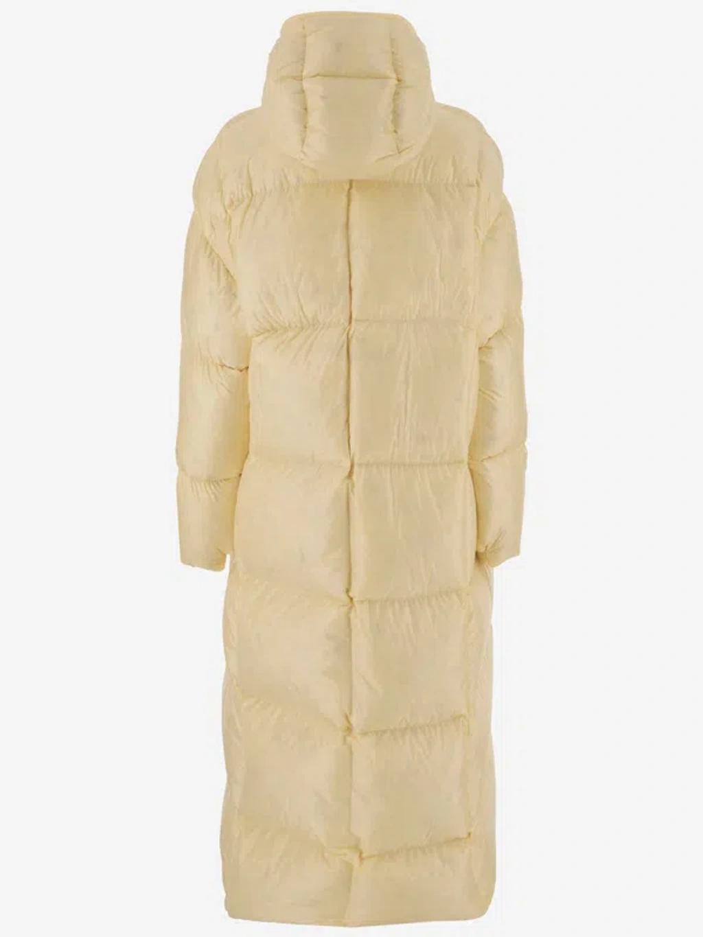 JIL SANDER Long Down Jacket With Hood In Beige Product Image