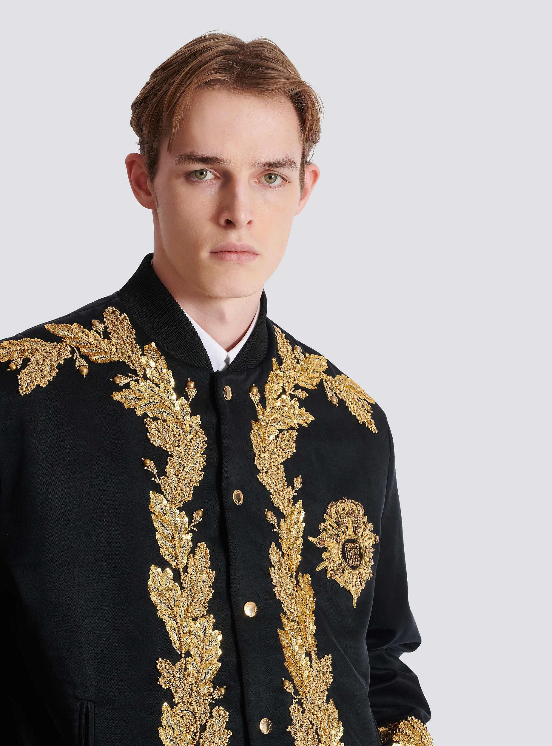 Embroidered cupro bomber jacket Product Image