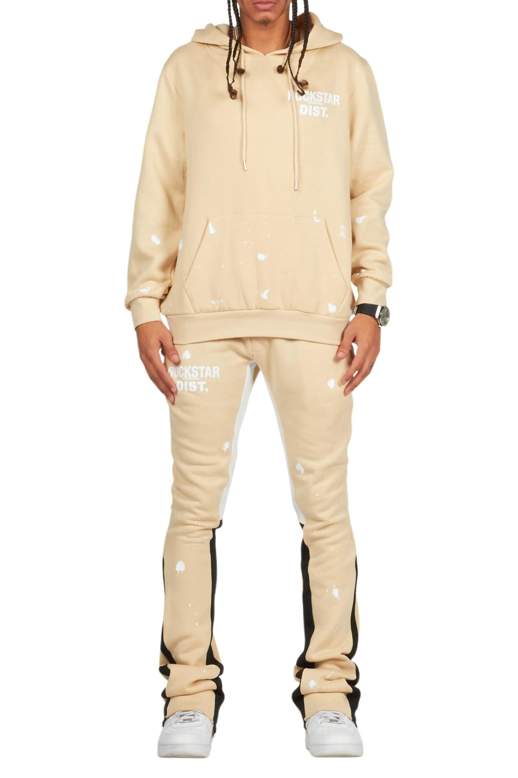 Raffer Beige Hoodie/Stacked Flare Pant Set Male Product Image