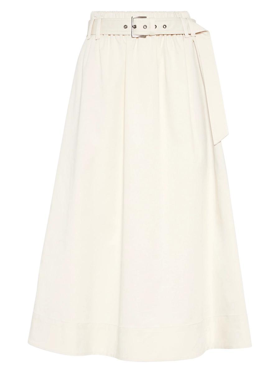 Womens Stretch Cotton Gabardine Belted Circle Skirt Product Image
