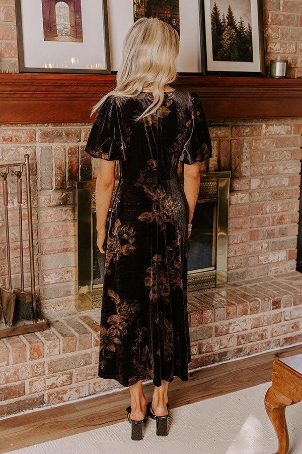 Maple and Mahogany Floral Velvet Midi Product Image