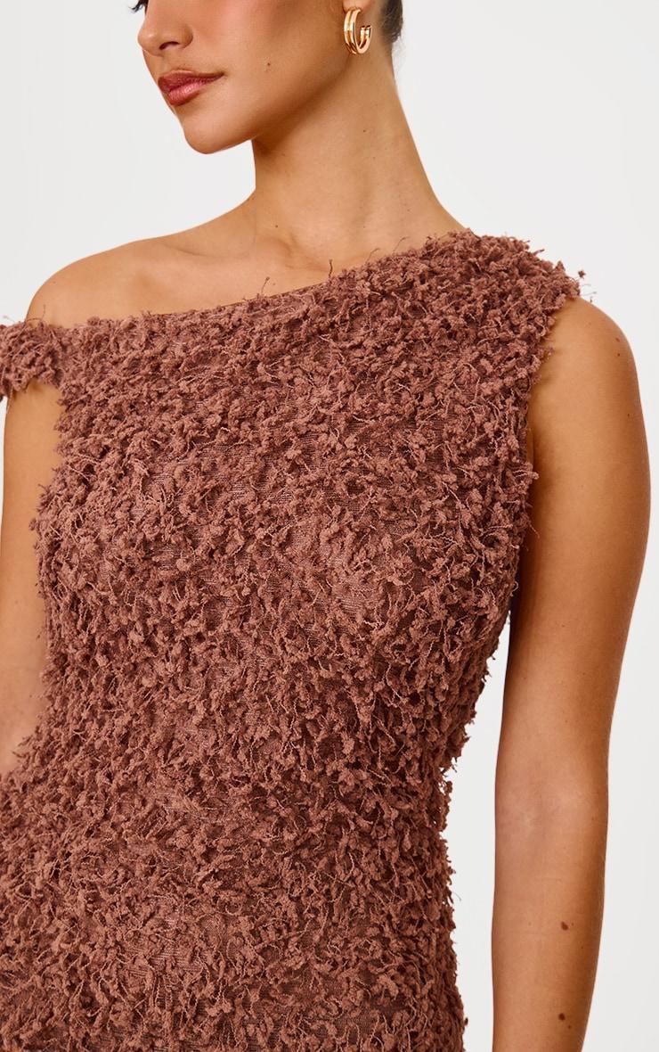 Mocha Textured Asymmetric Mini Dress Product Image