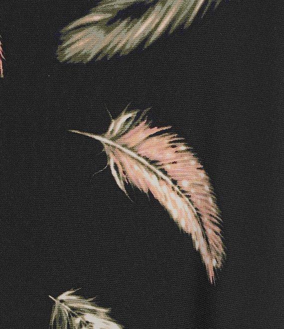 Jones New York Feather Print 3/4 Sleeve Keyhole V-Neck Top Product Image