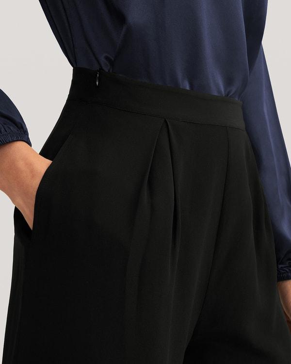 LILYSILK Womens Silk Slacks - Black Mulberry Silk - Wardrobe Must-Have Wide Leg Bottoms 10 Product Image