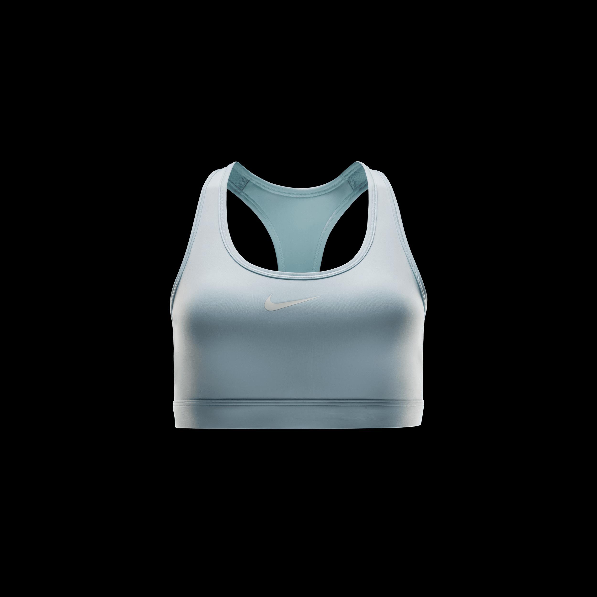 Nike Womens Nike Dri-FIT Swoosh Medium Support Bra - Womens Glacier Blue/White Product Image