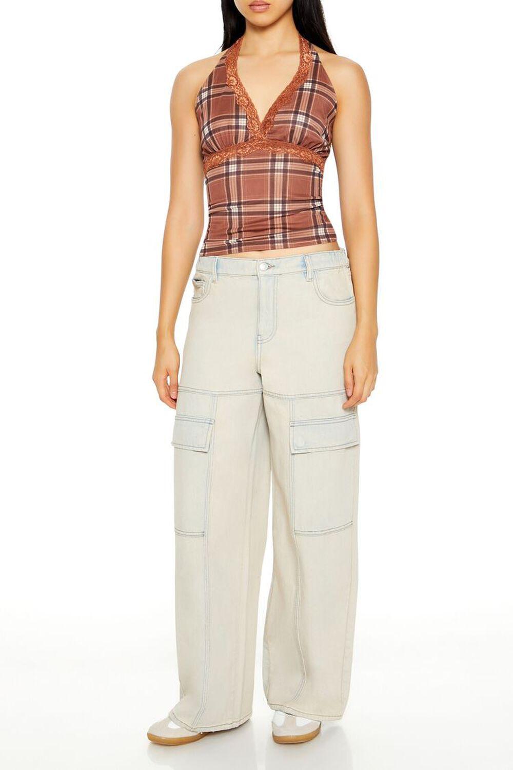 Mesh Plaid Halter Top | Forever 21 Product Image