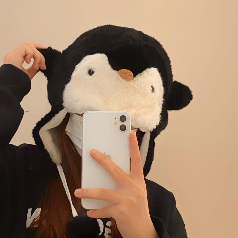 Penguin Fluffy Earflap Hat Product Image