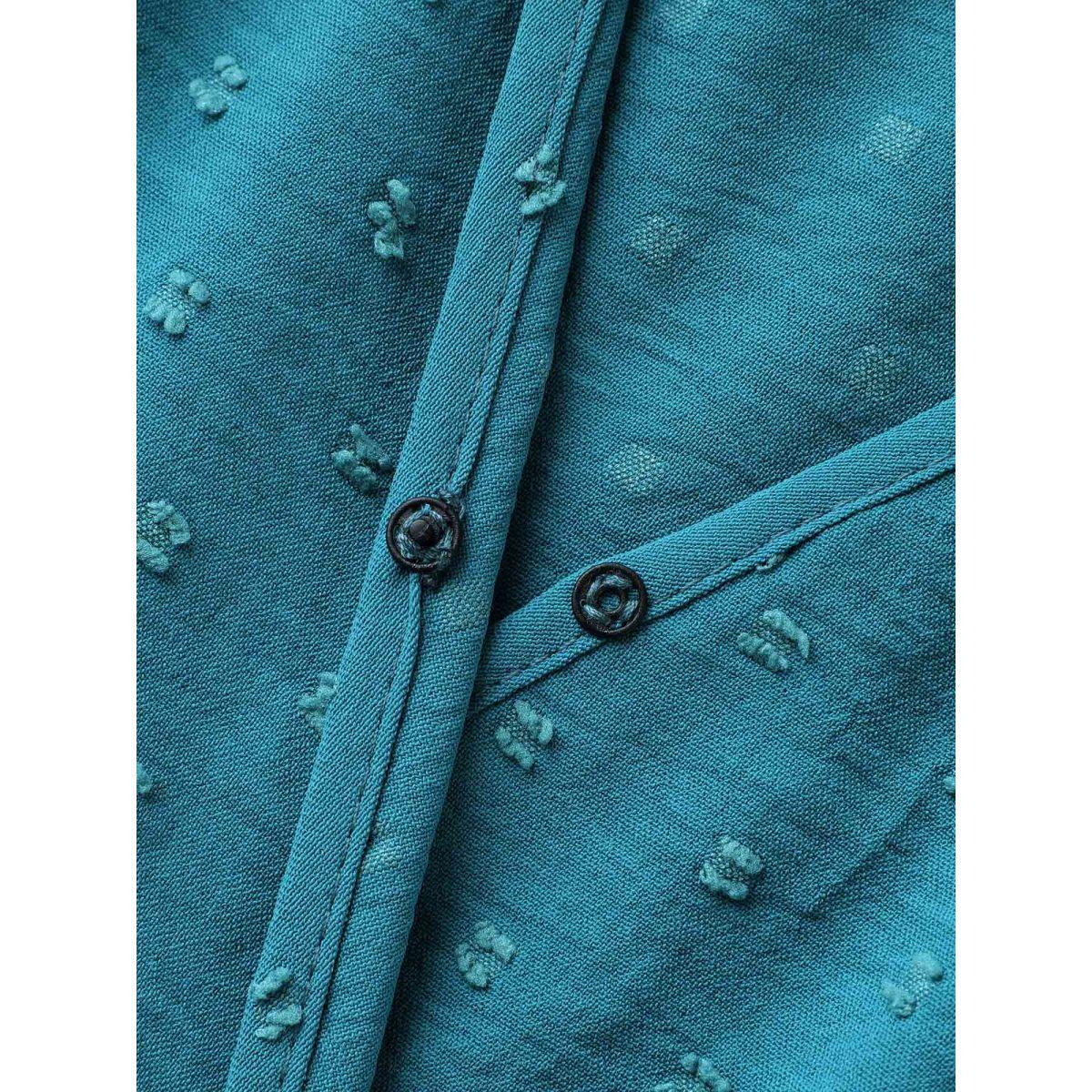 Plus Size Textured Stretchy Pleated Waist Midi Dress Aegean Women Overlap Collar Short sleeve Curvy BloomChic 30/6X Product Image