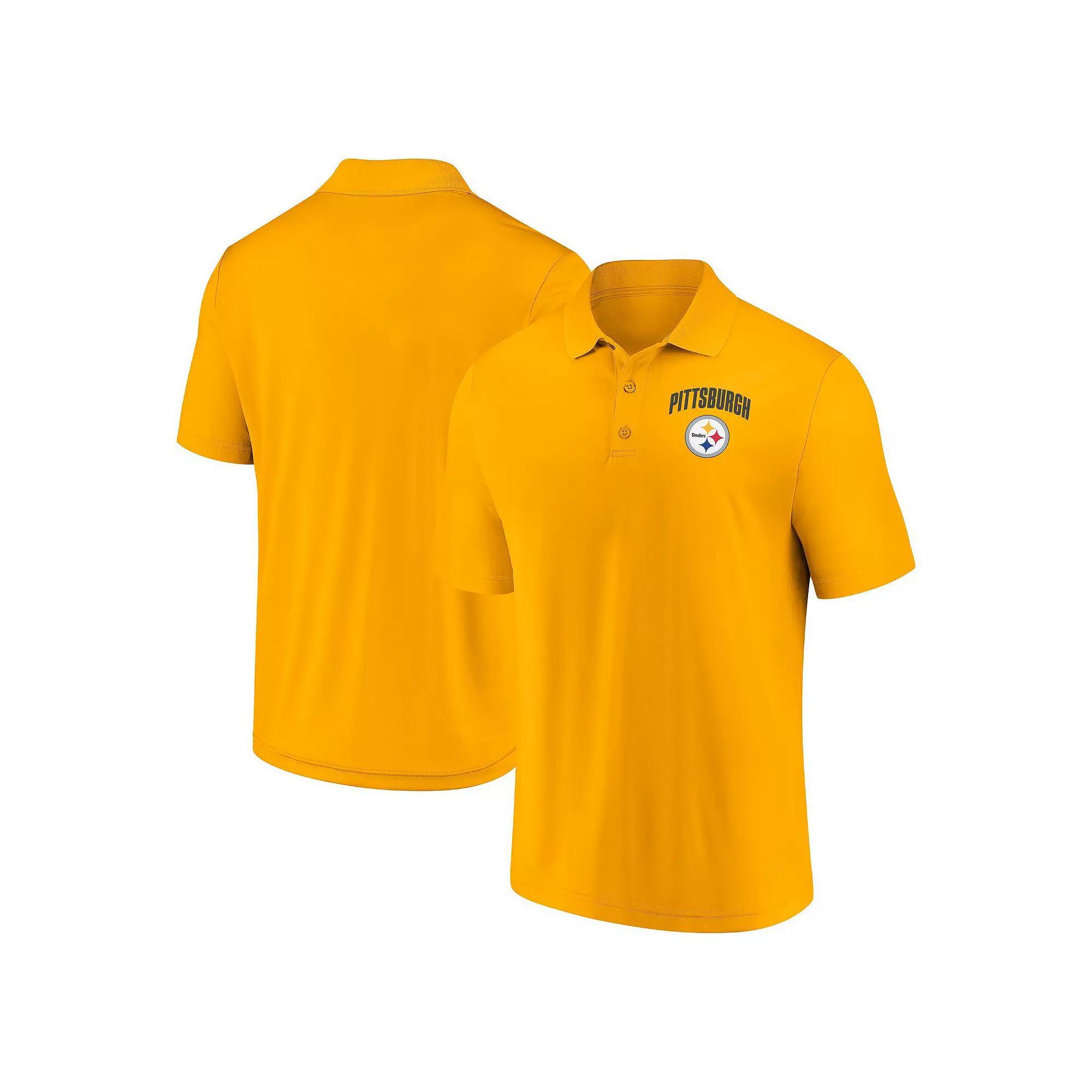 Men's Fanatics  Black Pittsburgh Steelers Push Back Polo, Size: Large Product Image