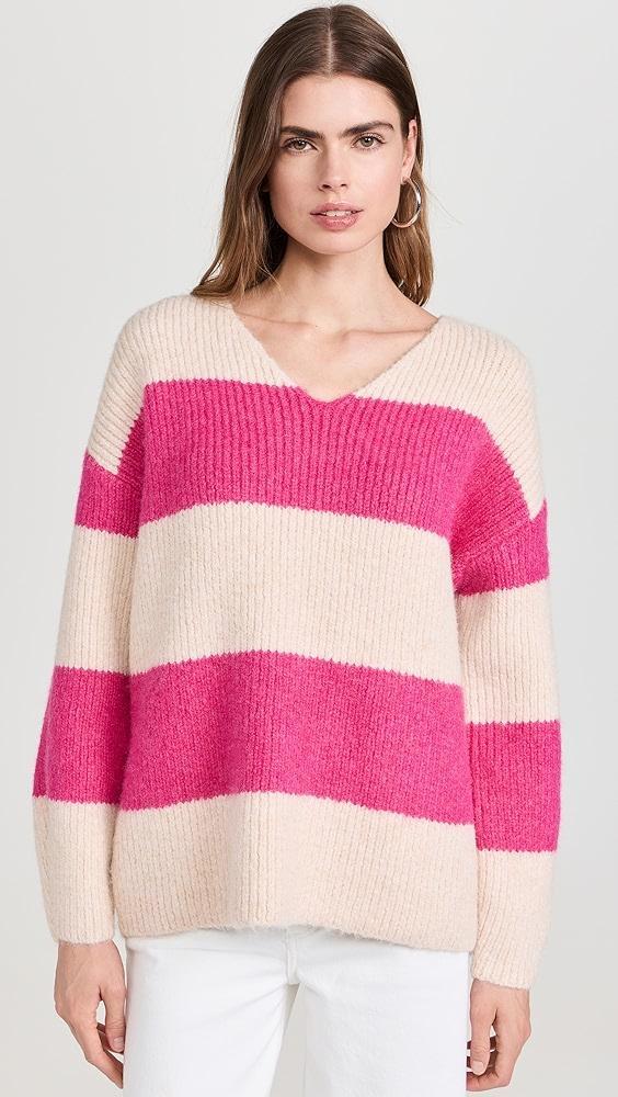 endless rose Fuzzy Striped Oversized Sweater | Shopbop Product Image