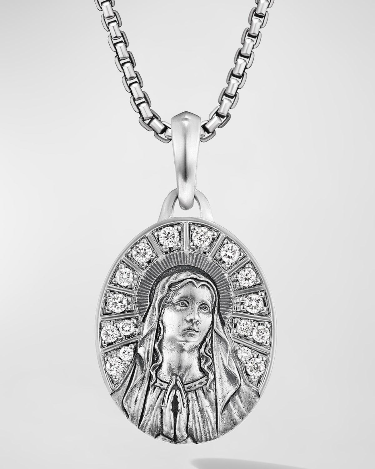 David Yurman Mens Sterling Silver Amulets Diamond Mary Medallion Product Image