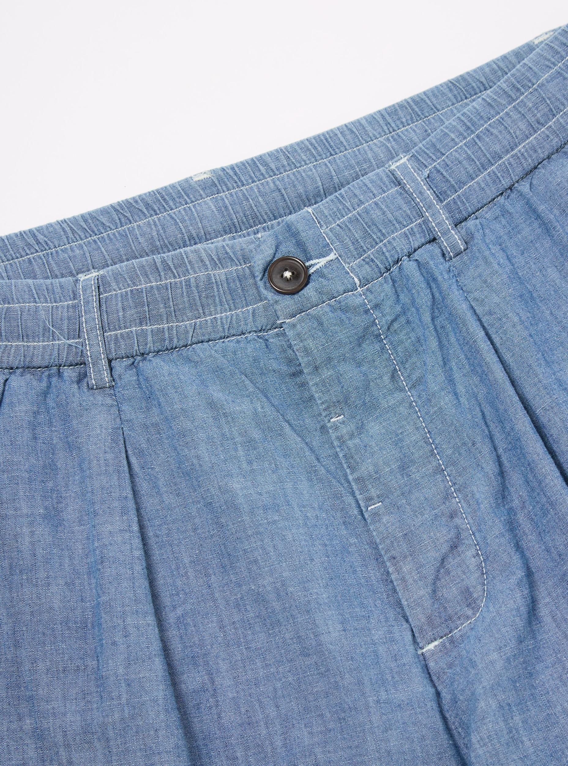 Washed Indigo Chambray Pleated Track Short Product Image
