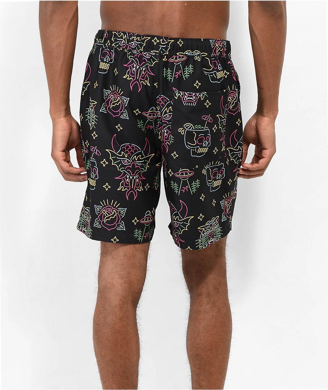 Empyre Grom Neon Lights & Black Board Shorts Product Image