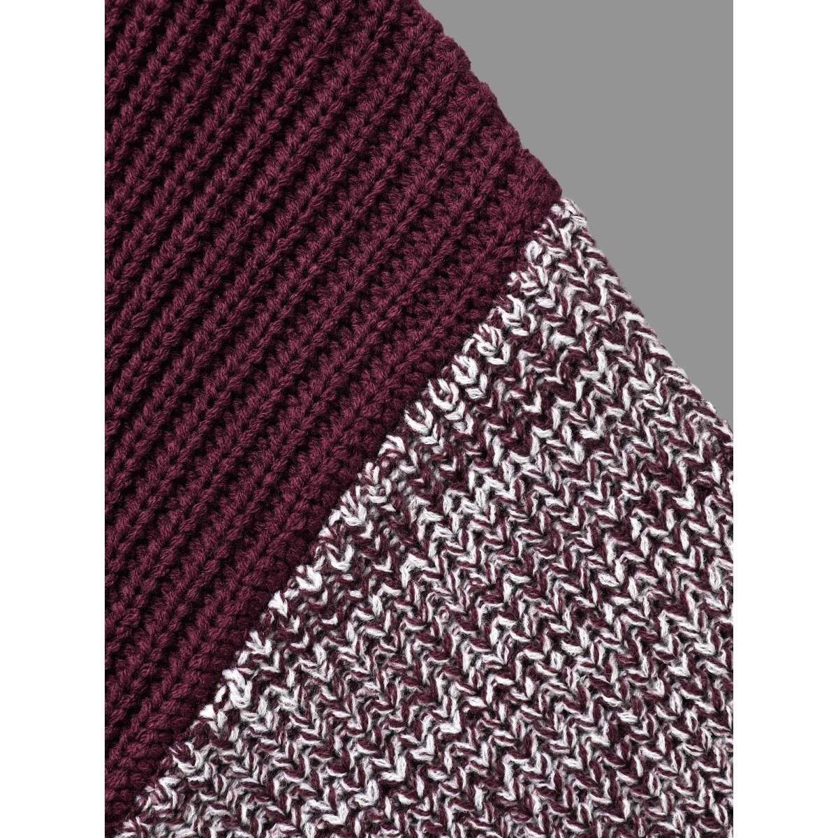 Plus Size Round Neck Heather Patchwork Pullover Deeppurple Women Casual Loose Long Sleeve Round Neck Everyday Pullovers BloomChic 28/5X Product Image