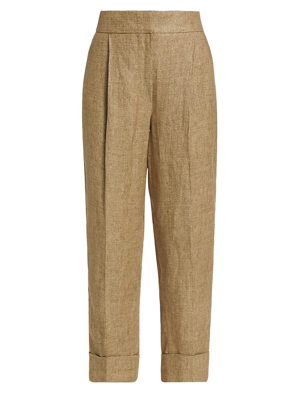 Womens Metallic Pleated Tailored Pants Product Image