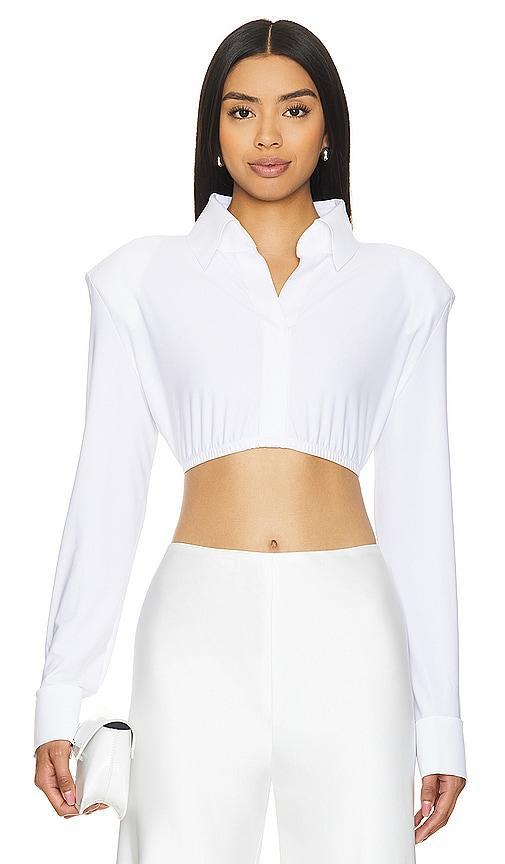 Cropped Shirt With Shoulder Pads Norma Kamali Product Image