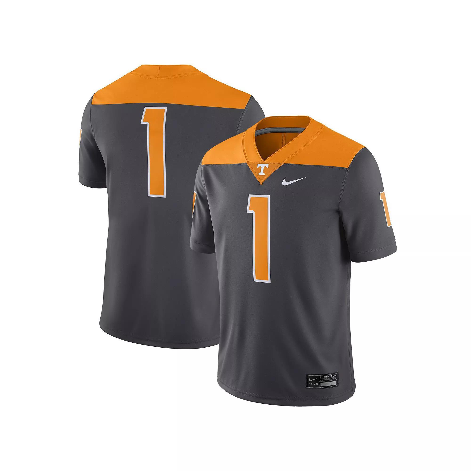 Men's Nike #1 Anthracite Tennessee Volunteers Alternate Game Jersey, Size: Large, Grey Product Image