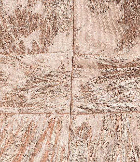 R & M Richards Plus Size Sleeveless Halter Neck Foil Printed Dress Product Image