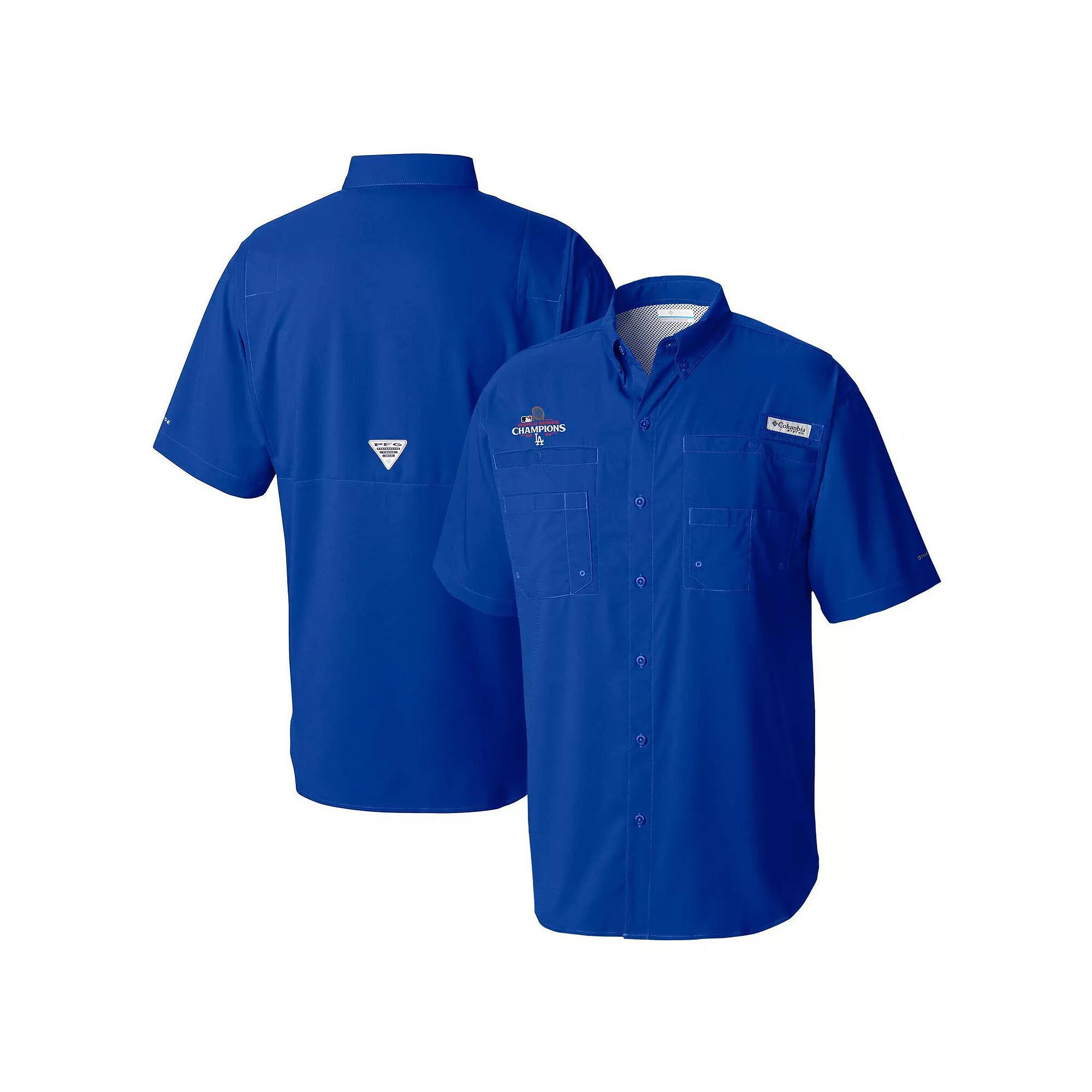 Mens Columbia Royal Los Angeles Dodgers 2024 World Series Champions Tamiami Short Sleeve Button-Down Shirt Product Image
