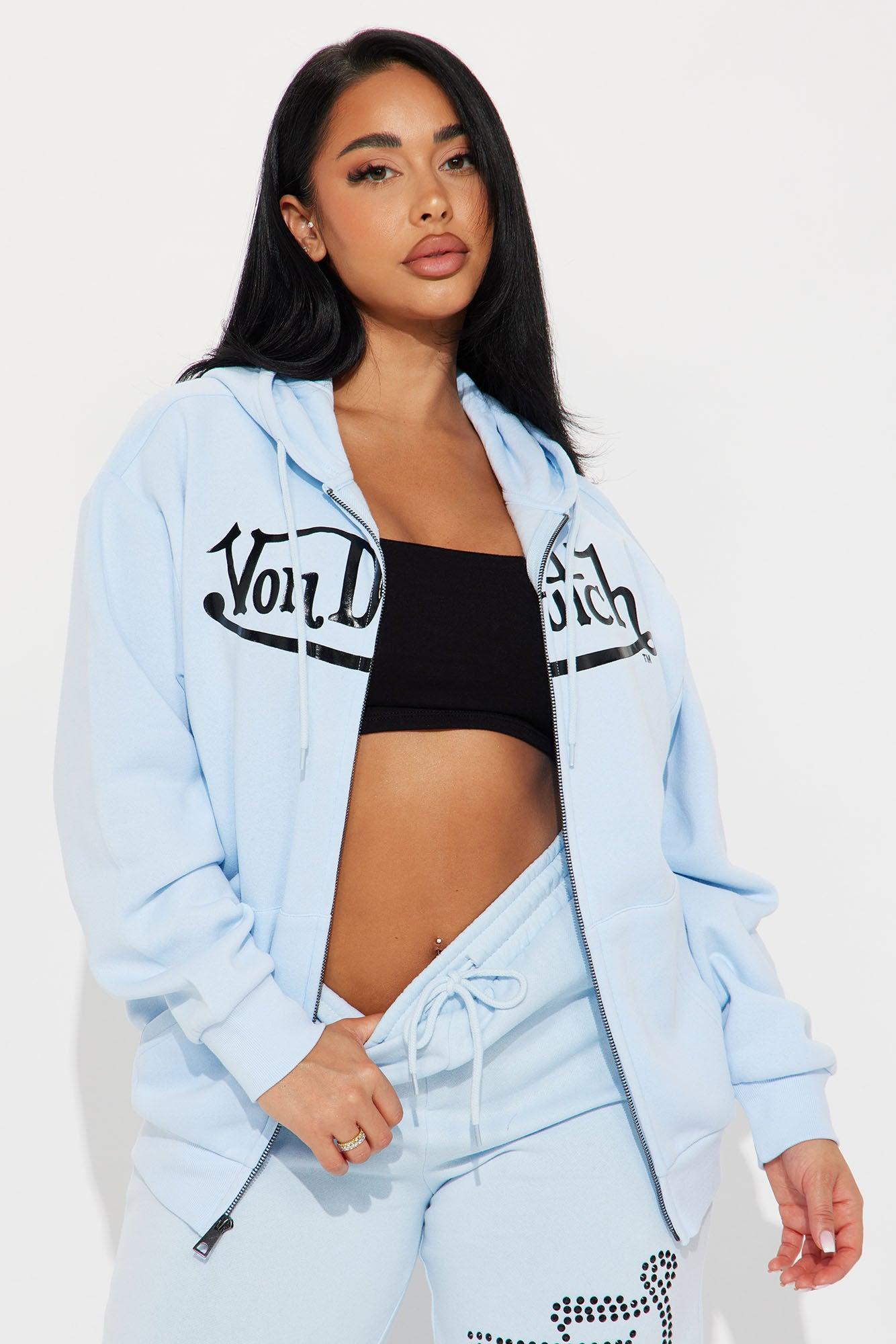 Von Dutch Classic Zip Front Hoodie - Blue/Black Product Image