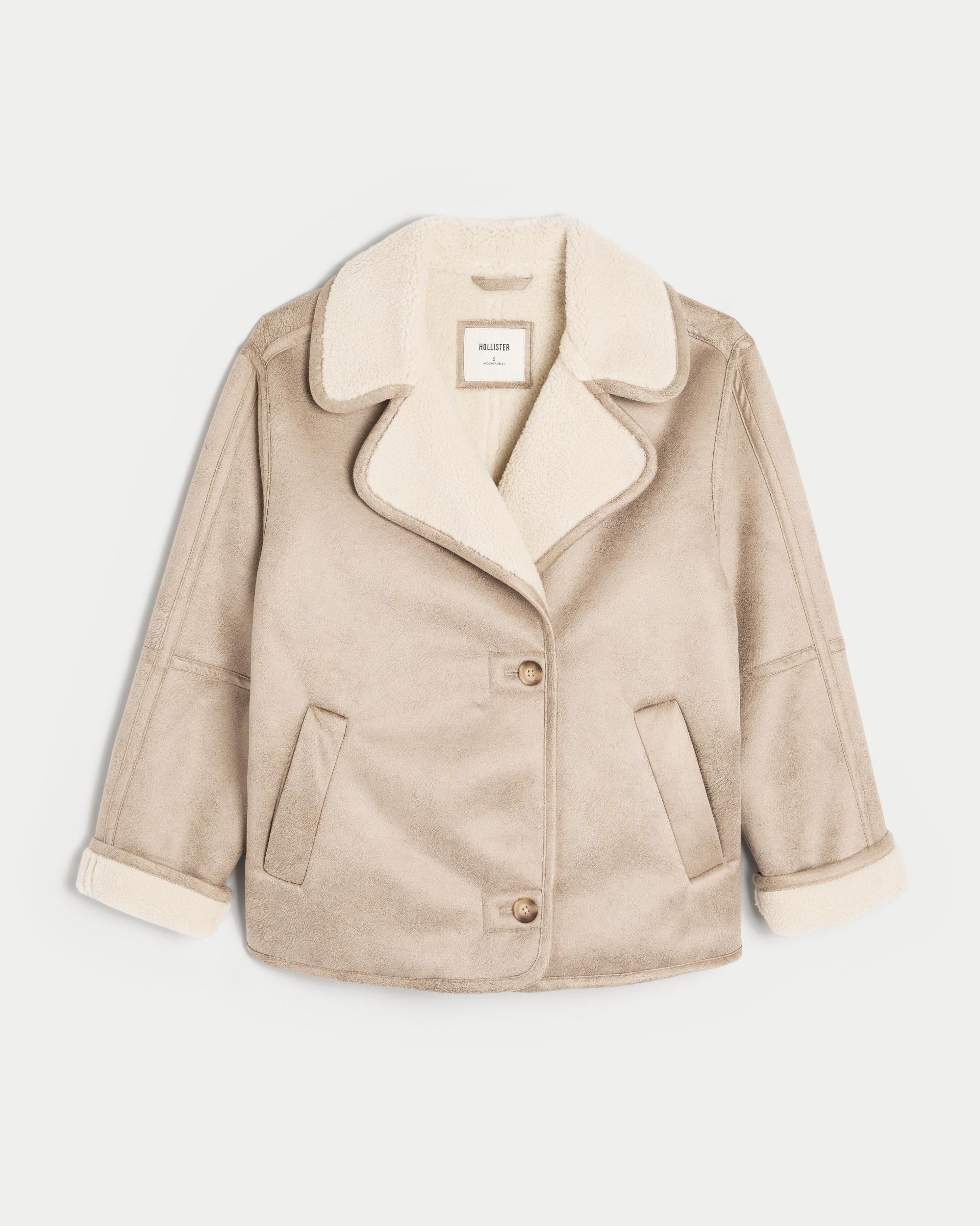 Sherpa-Lined Faux Suede Jacket Product Image
