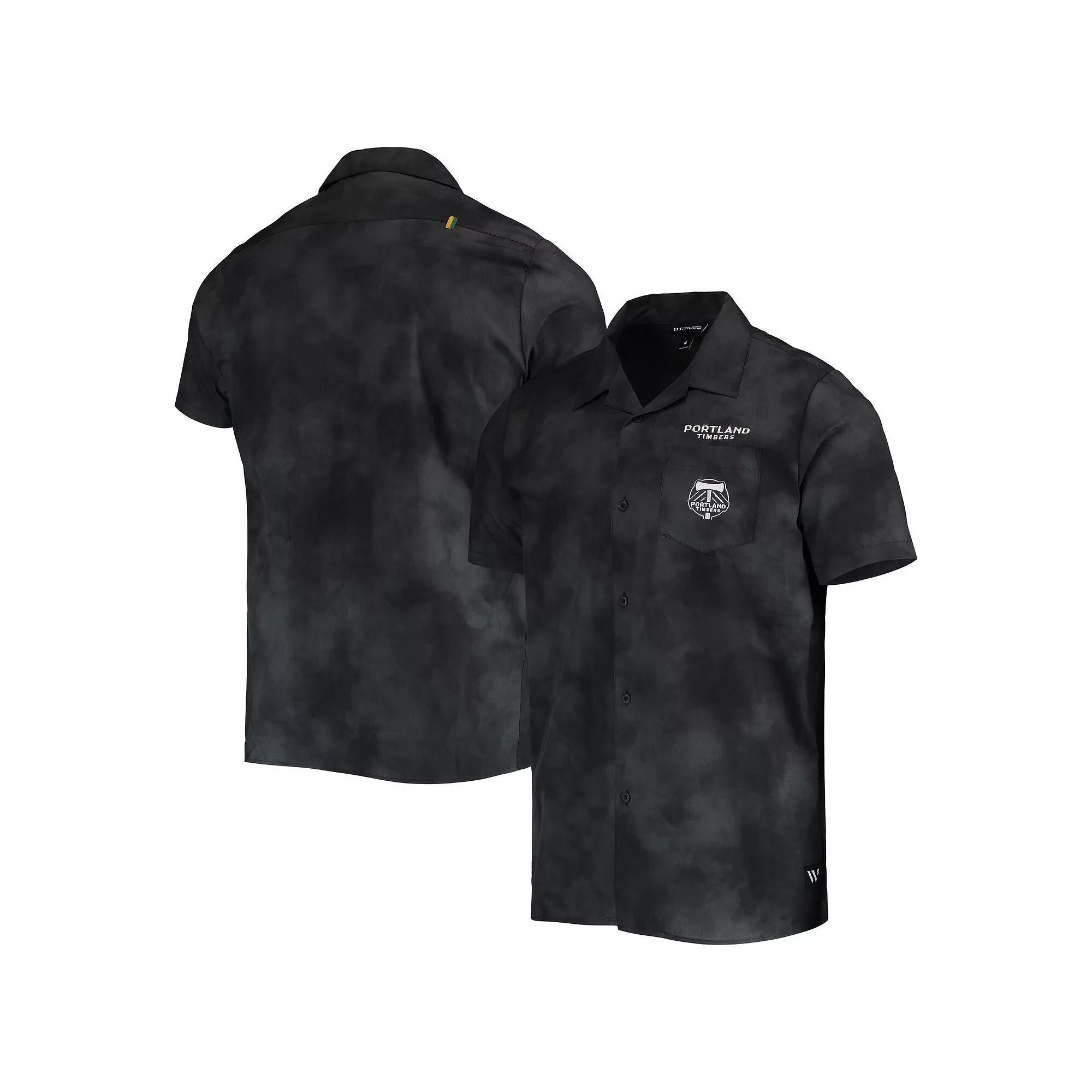 Men's The Wild Collective Black Portland Timbers Abstract Cloud Button-Up Shirt,  Product Image