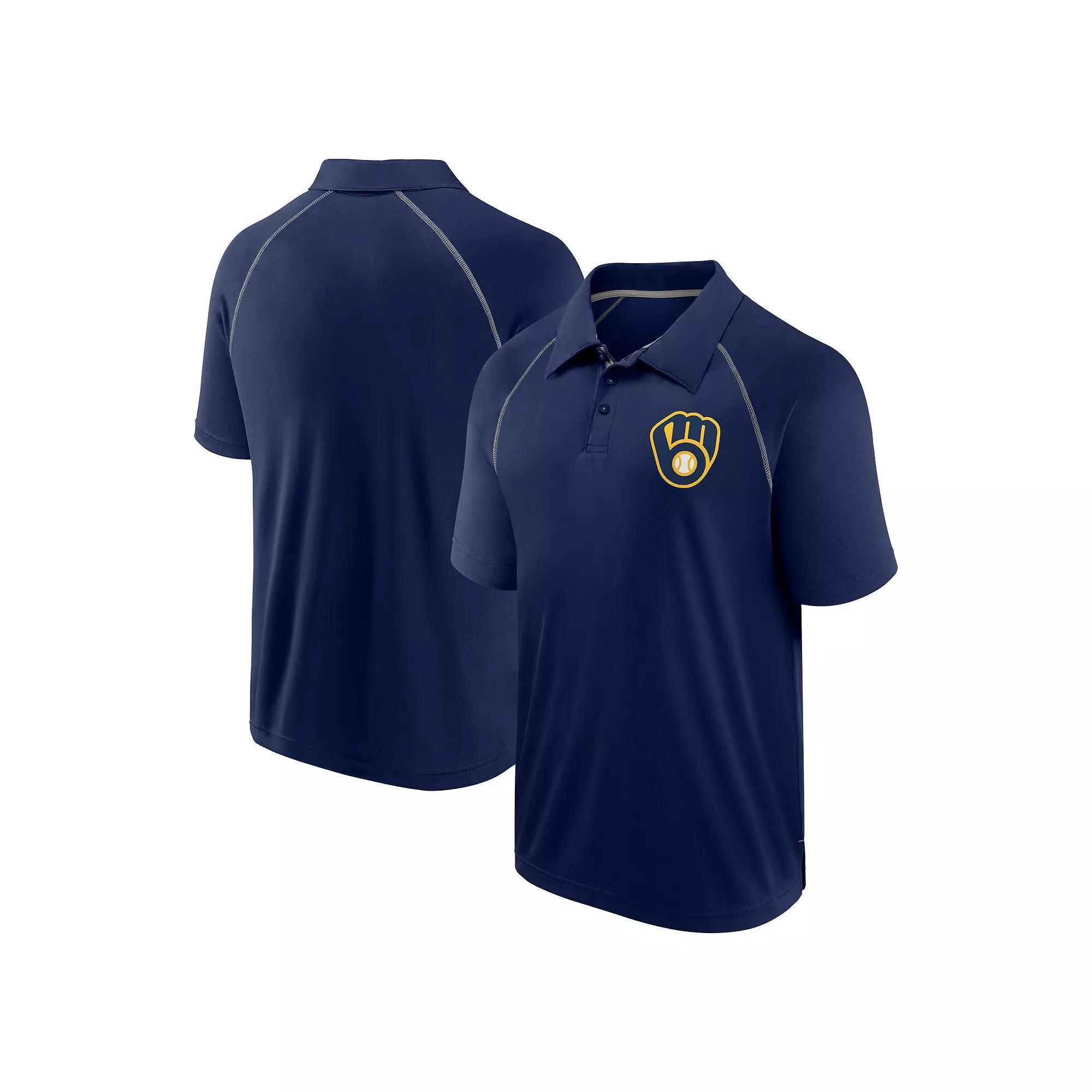 Men's Fanatics Navy Milwaukee Brewers Strong Alone Raglan Polo, Size: 5XL, Blue Product Image