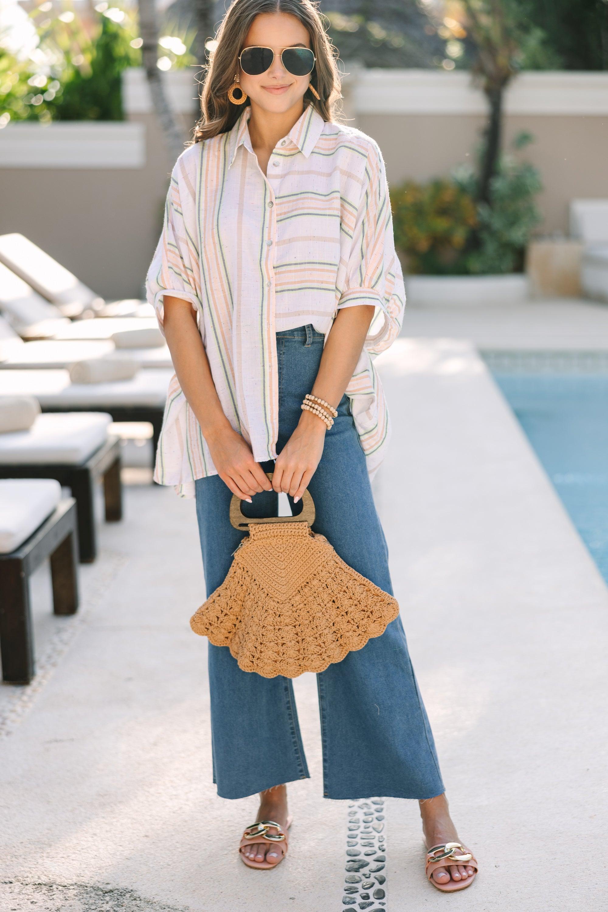 Nothing Left To Say White Striped Blouse Female Product Image