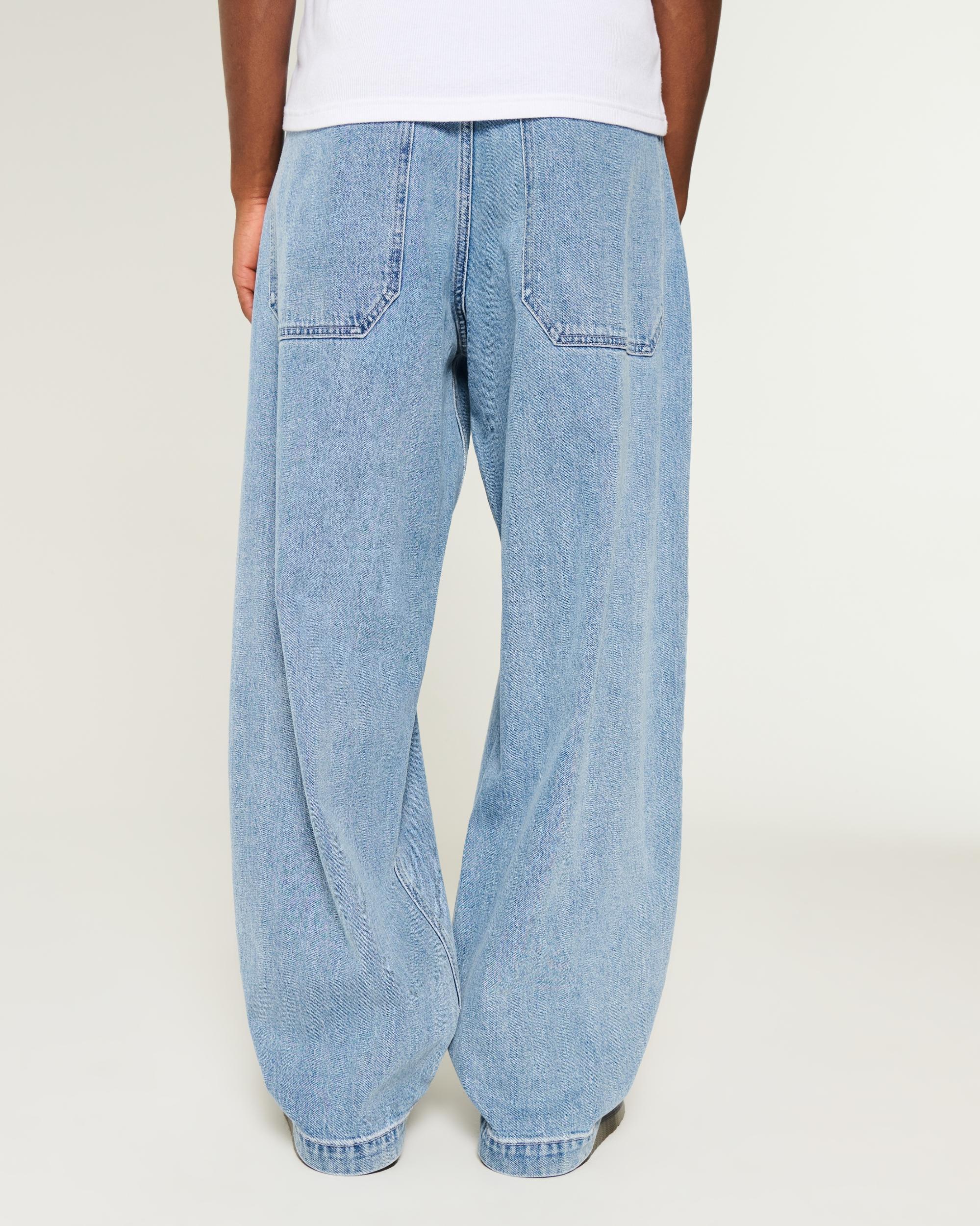 Medium Wash Skater Baggy Jeans Product Image