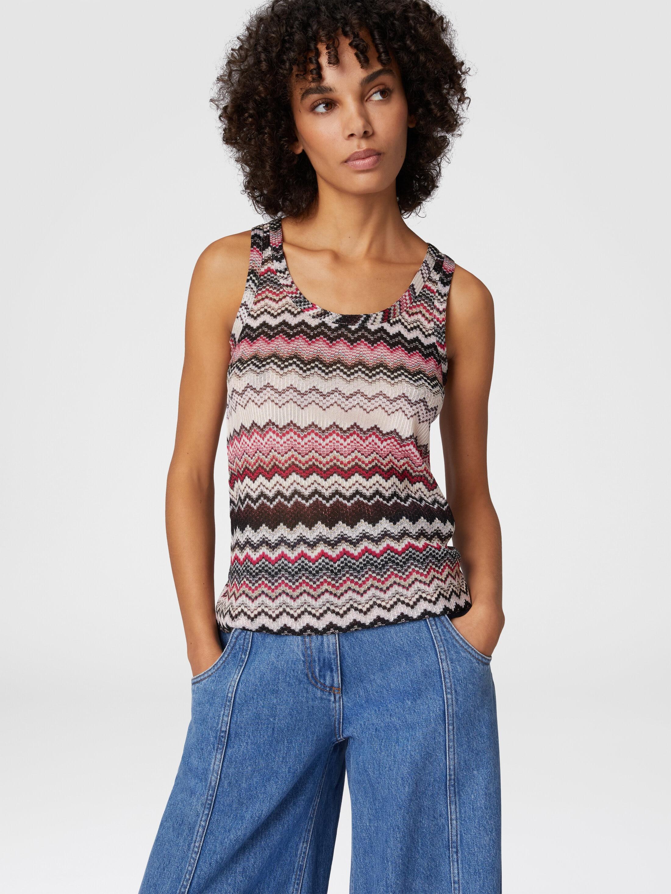 Tank top with serrated lamé zigzag pattern Product Image