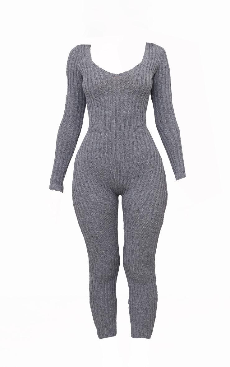 Petite Charcoal Long Sleeve Knitted Jumpsuit Product Image