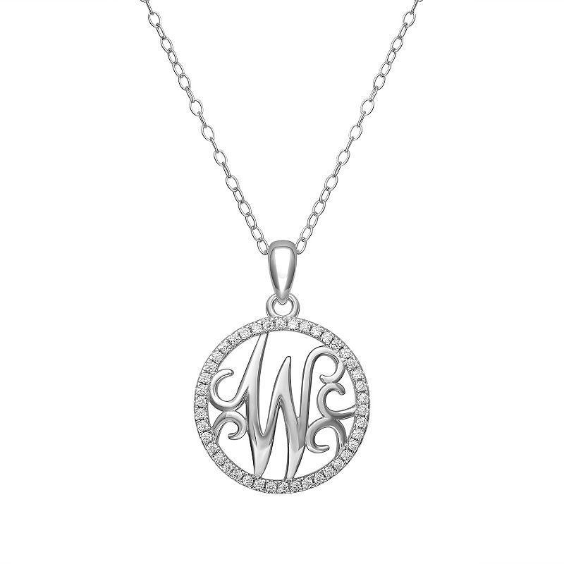 PRIMROSE Sterling Silver Cubic Zirconia Initial Pendant Necklace, Womens Product Image