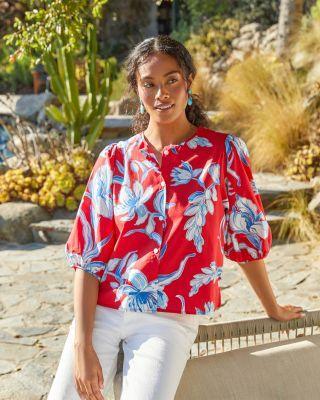 Puff Sleeve Button Front Shirt Product Image