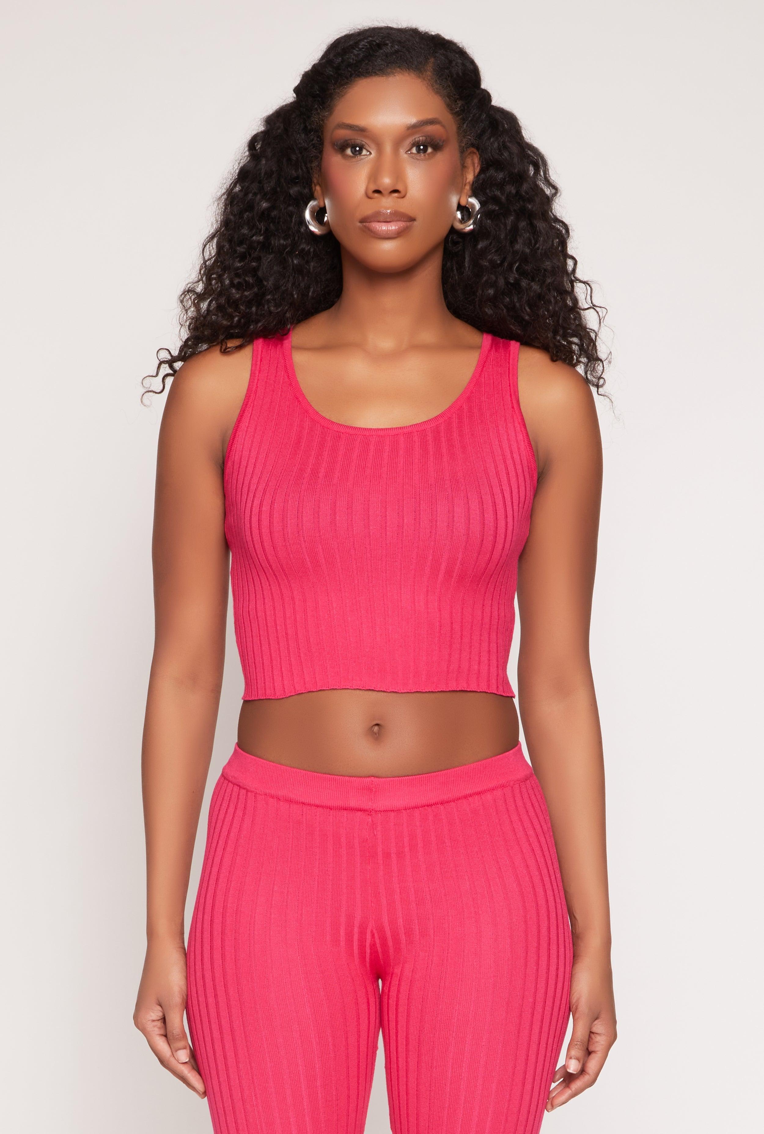 Womens Daisy Ribbed Knit Cropped Tank Top Product Image