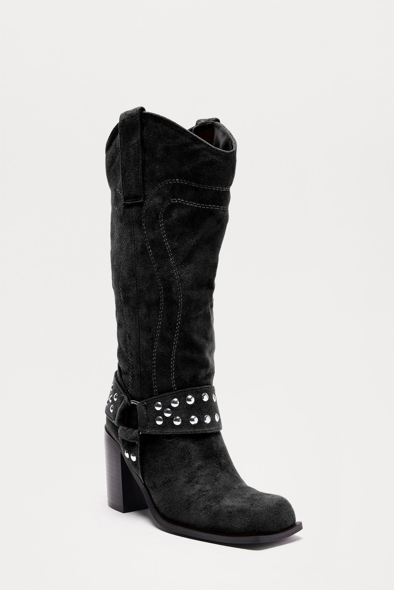 River Moto Knee High Boots - Black Product Image