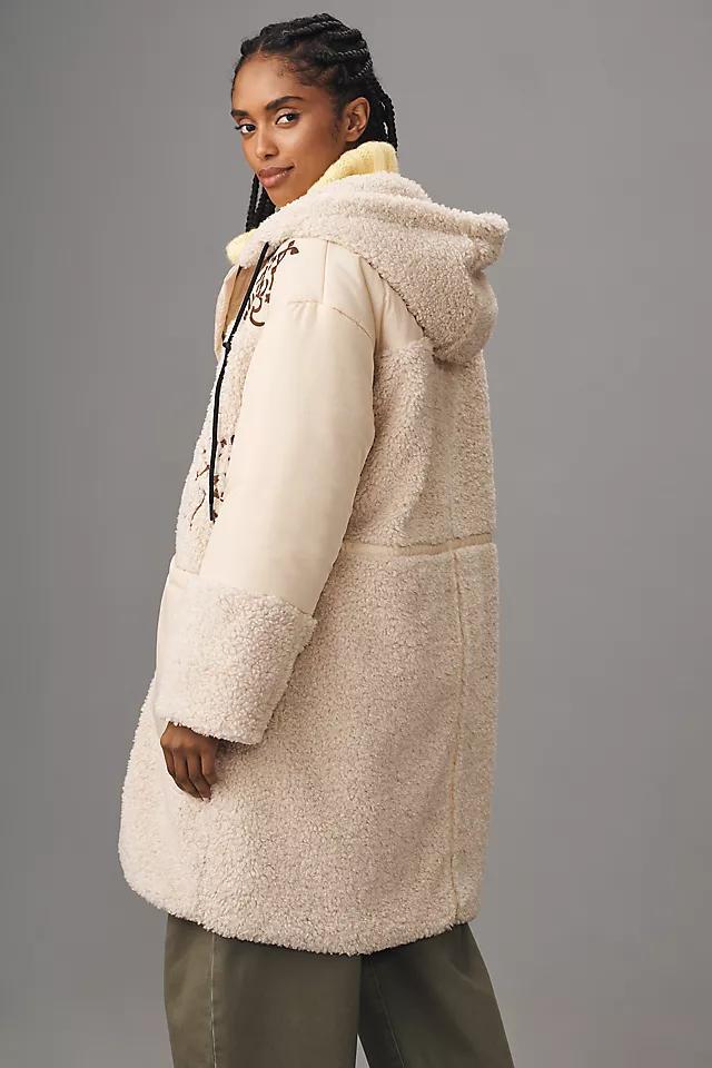 Pilcro Embroidered Hooded Sherpa Coat Product Image