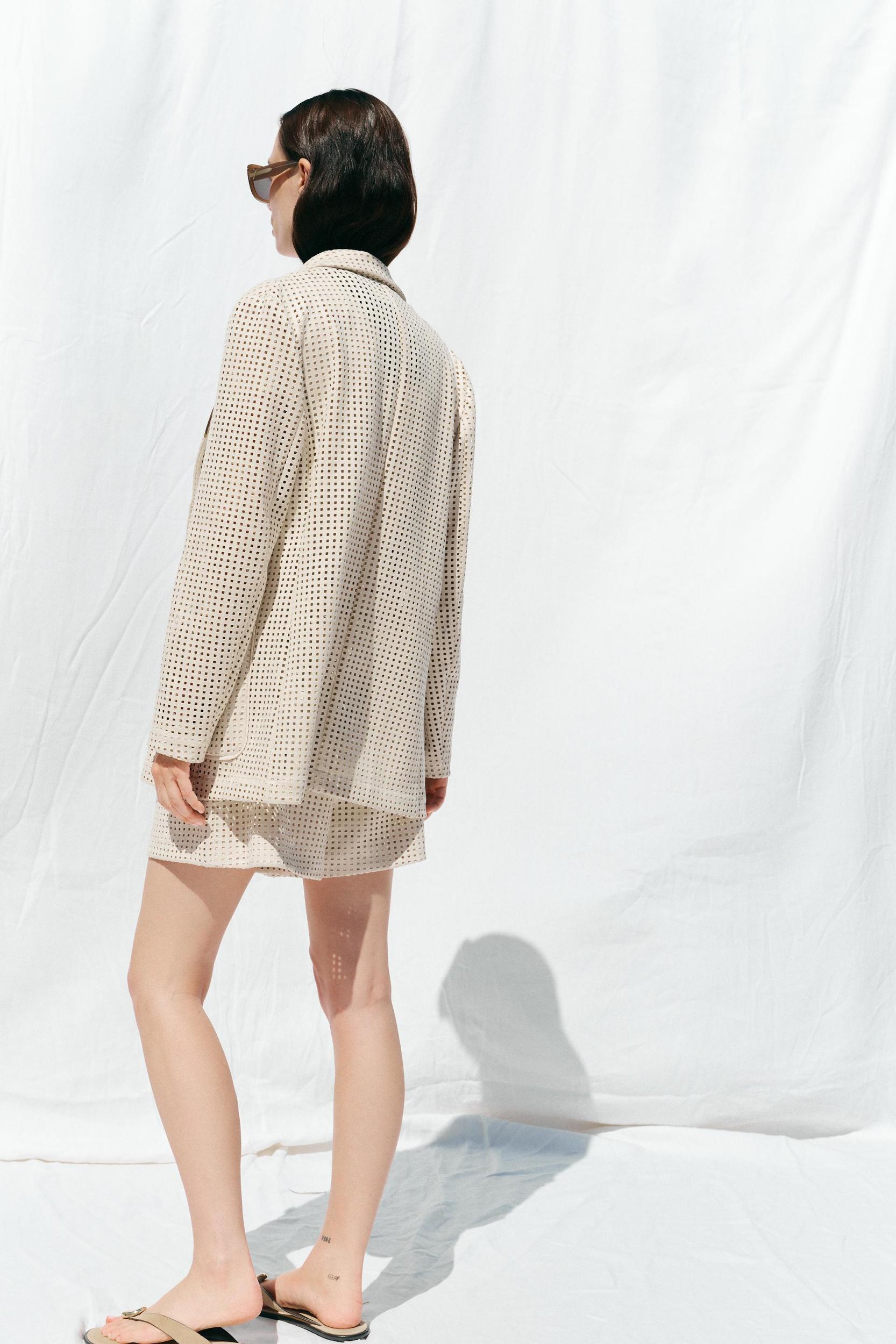 FAUX SUEDE CUTOUT BLAZER Product Image