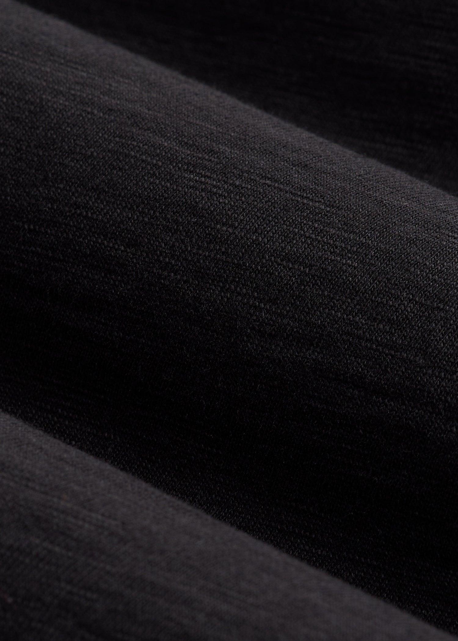 Three-Button Long Sleeve Slub Henley for Tall Men in Black Male Product Image