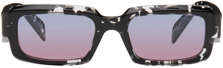 PRADA Black Rectangular Sunglasses In 15o60e Product Image