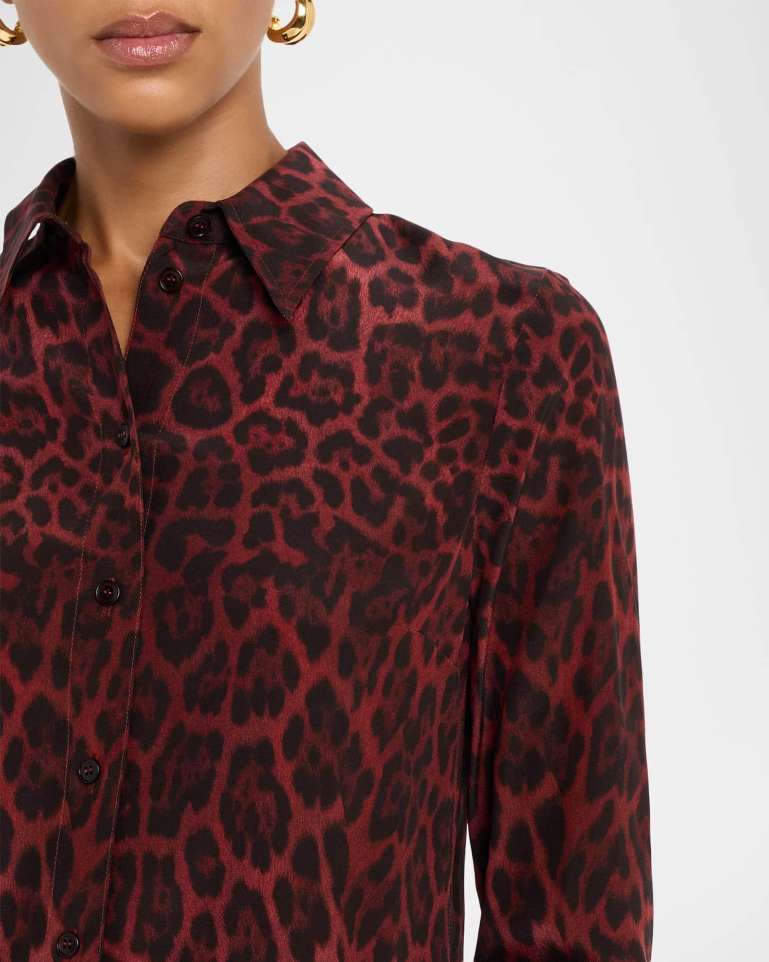 Leopard-Print Silk Button-Down Shirt Product Image