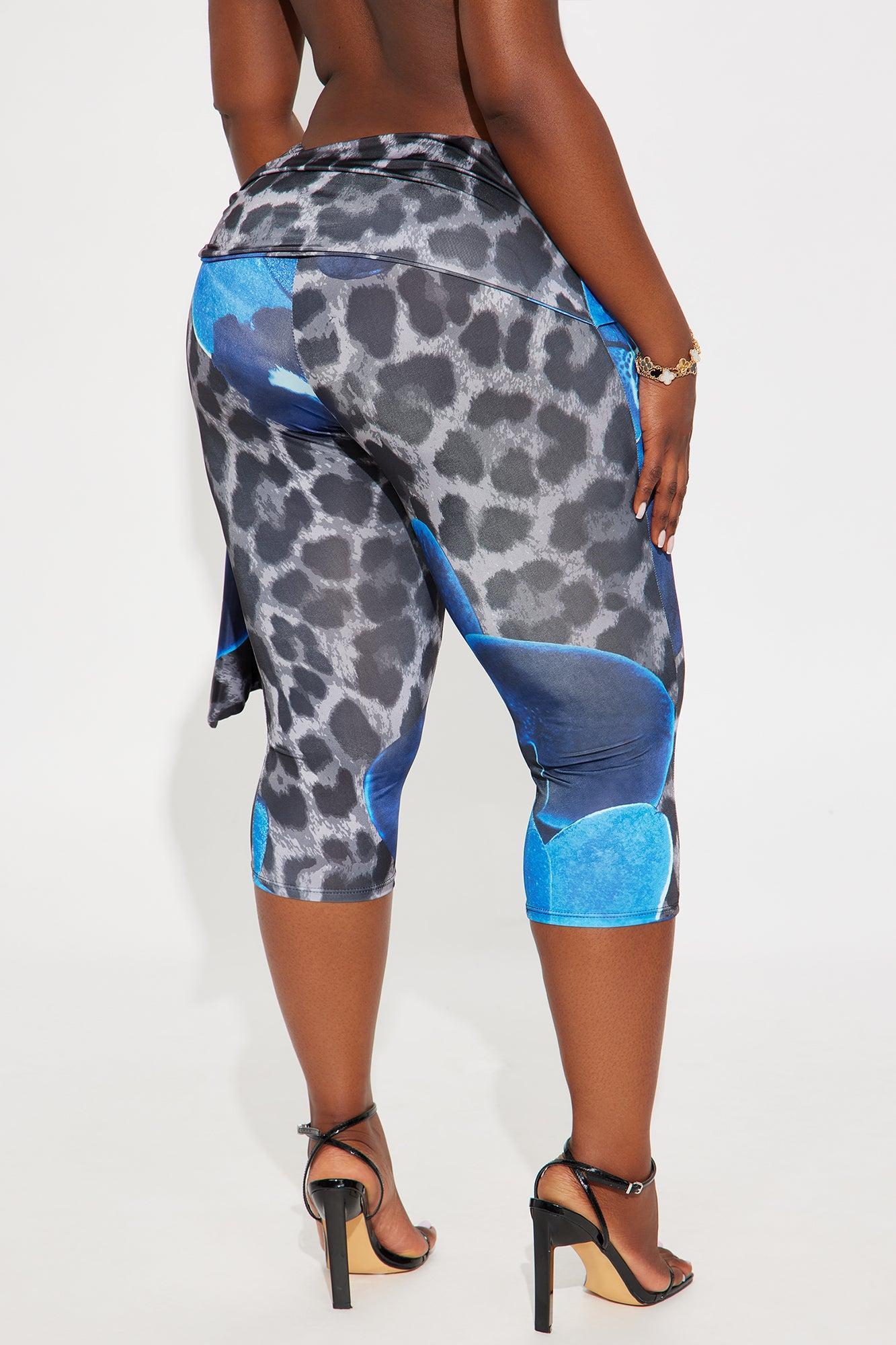 Wildly Seductive Leopard Capri Legging - Blue/combo Product Image