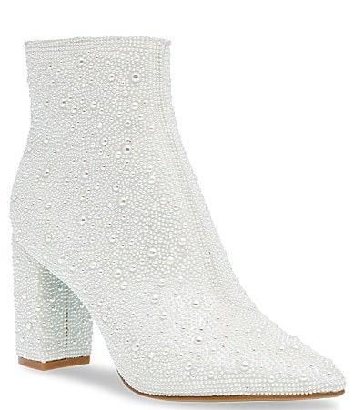 Blue by Betsey Johnson Cady Pearl Embellished Block Heel Booties Product Image