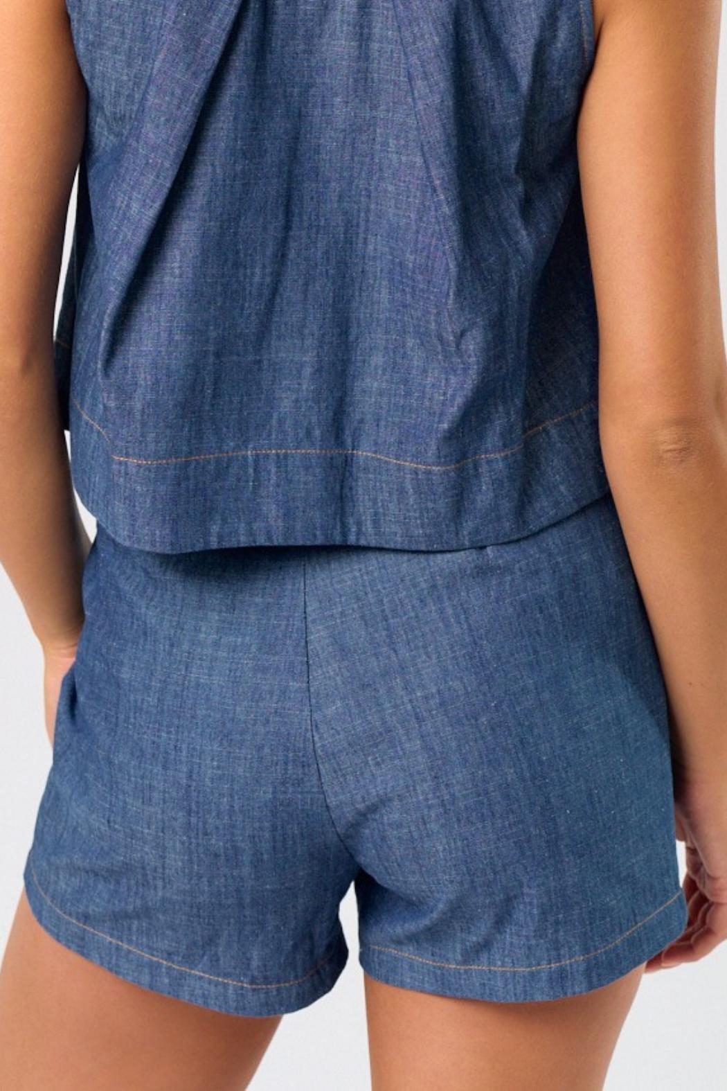 Solid Denim Shorts Product Image