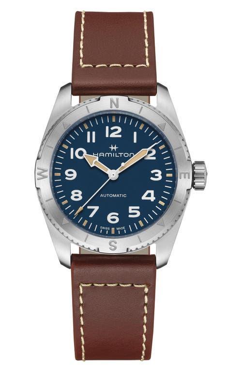 Hamilton Womens Swiss Automatic Khaki Field Expedition Brown Leather Strap Watch 37mm Product Image