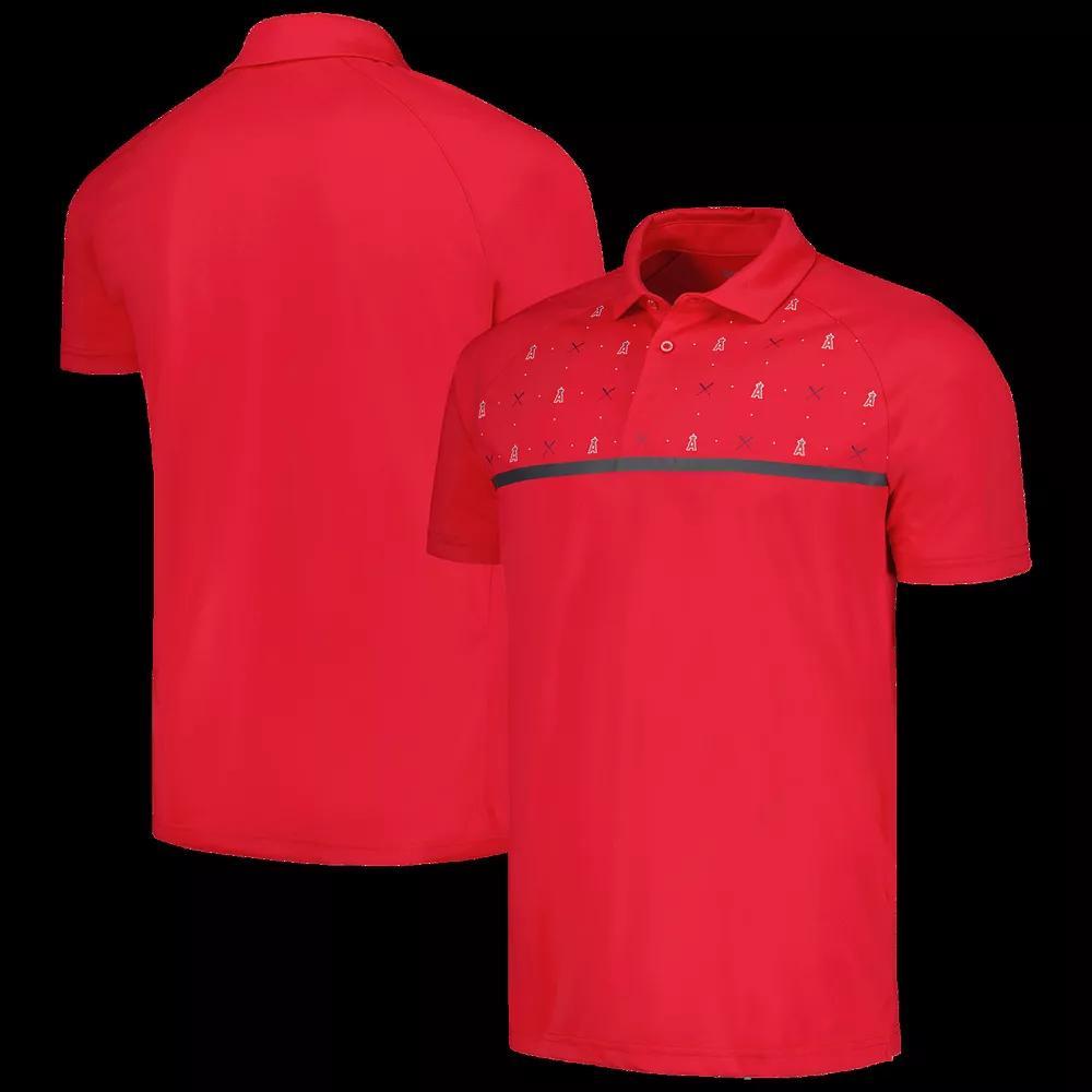 Men's Levelwear Red Los Angeles Angels Sector Batter Up Raglan Polo,  Product Image