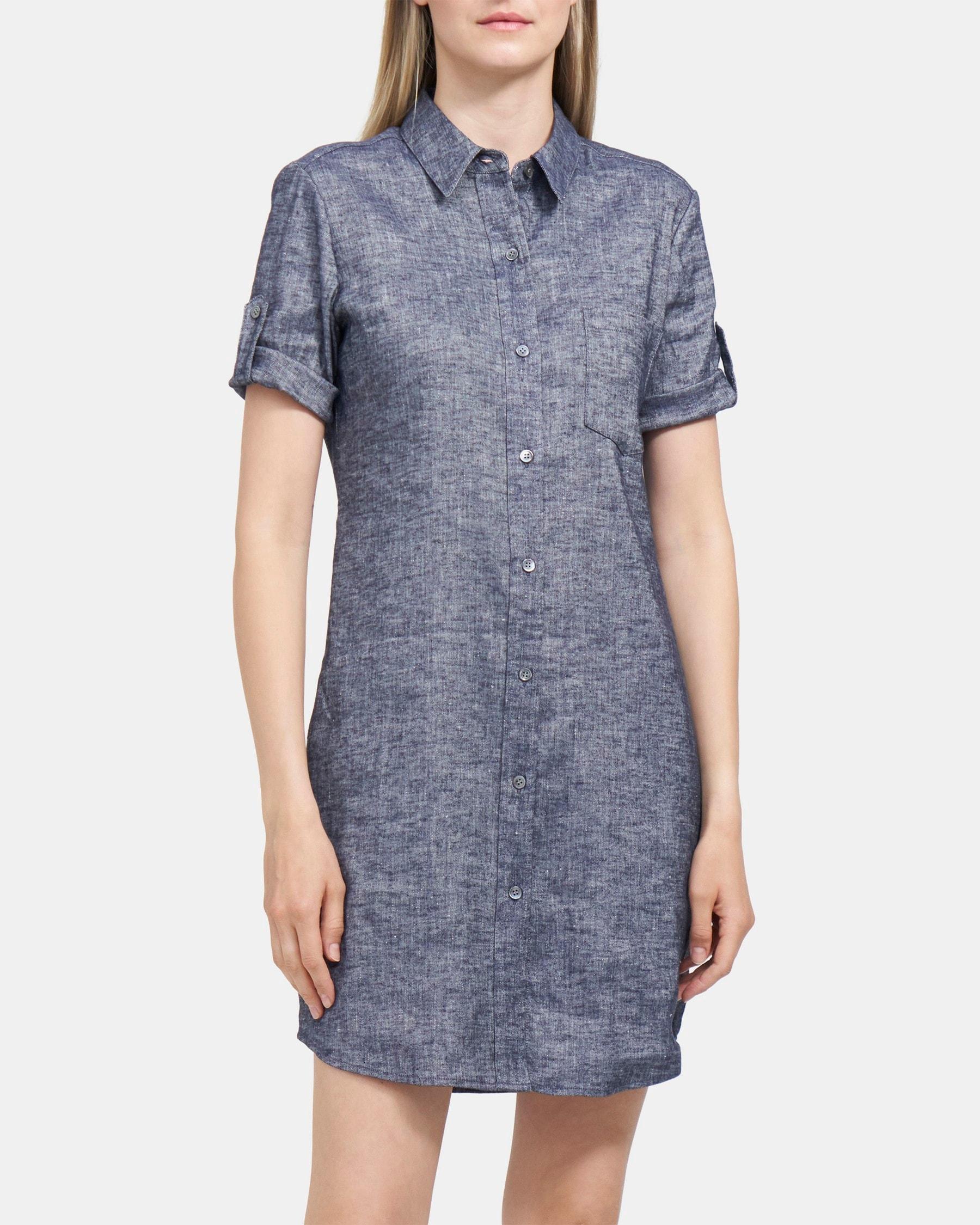 Short-Sleeve Button-Front Dress Product Image