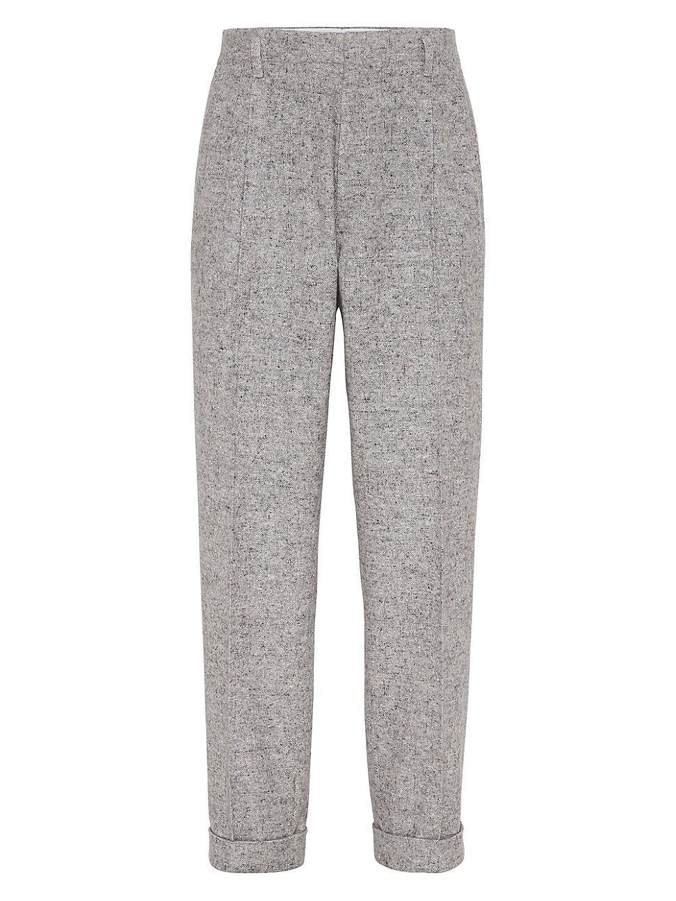 Mens Virgin Wool and Silk Donegal Relaxed Fit Trousers Product Image