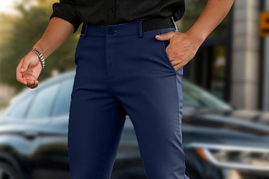 Mid Rise Plain Cropped Slim Fit Pants Product Image