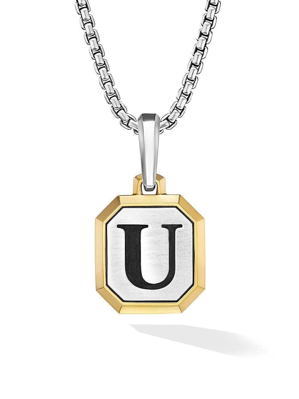 Mens Initial Amulet in Sterling Silver Product Image